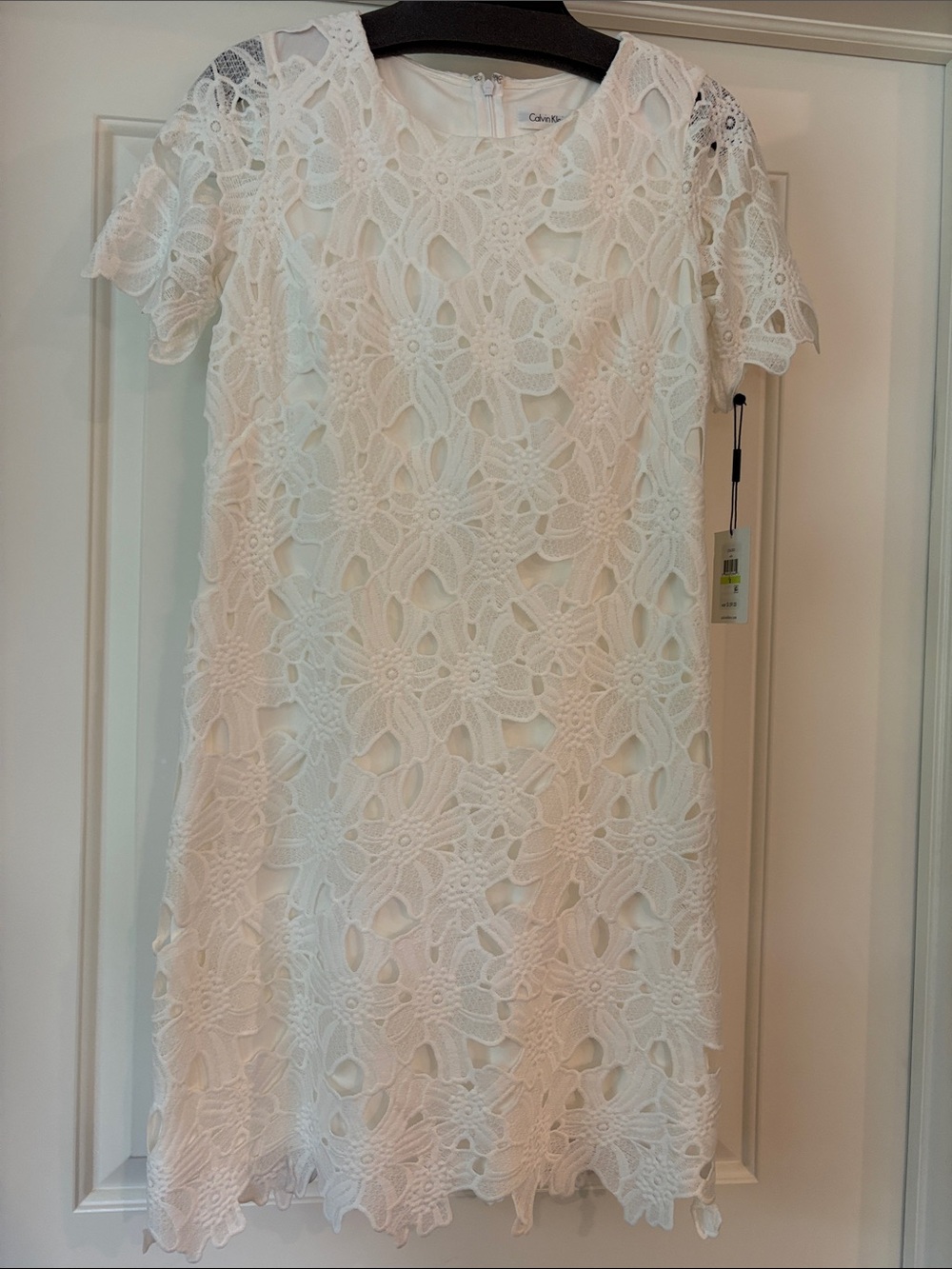 Calvin Klein White Embroidered  Shift Dress